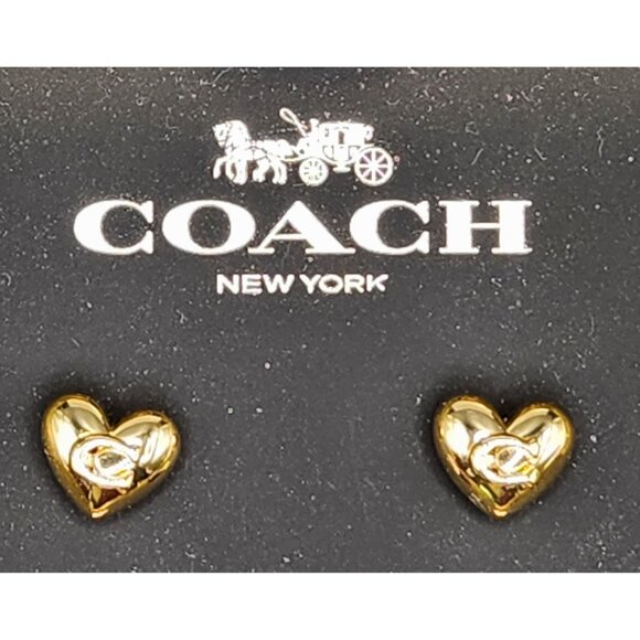 Coach Cherry Red & Gold Heart Earrings Stud Signature Box Set - NWT - Picture 3 of 7
